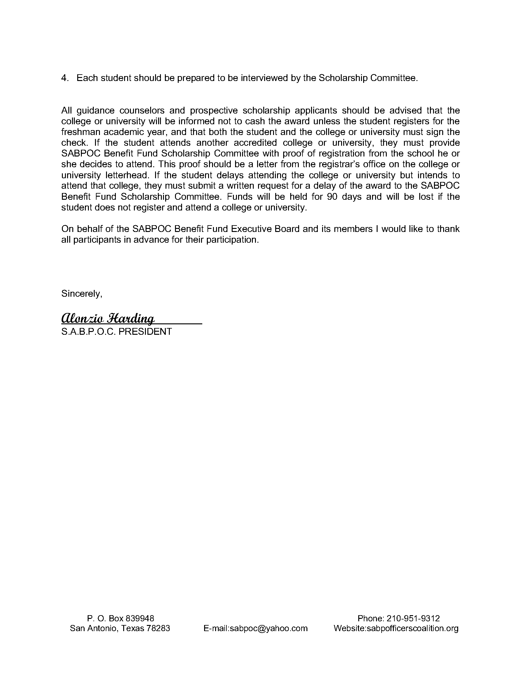 Scholarship Letter 2021